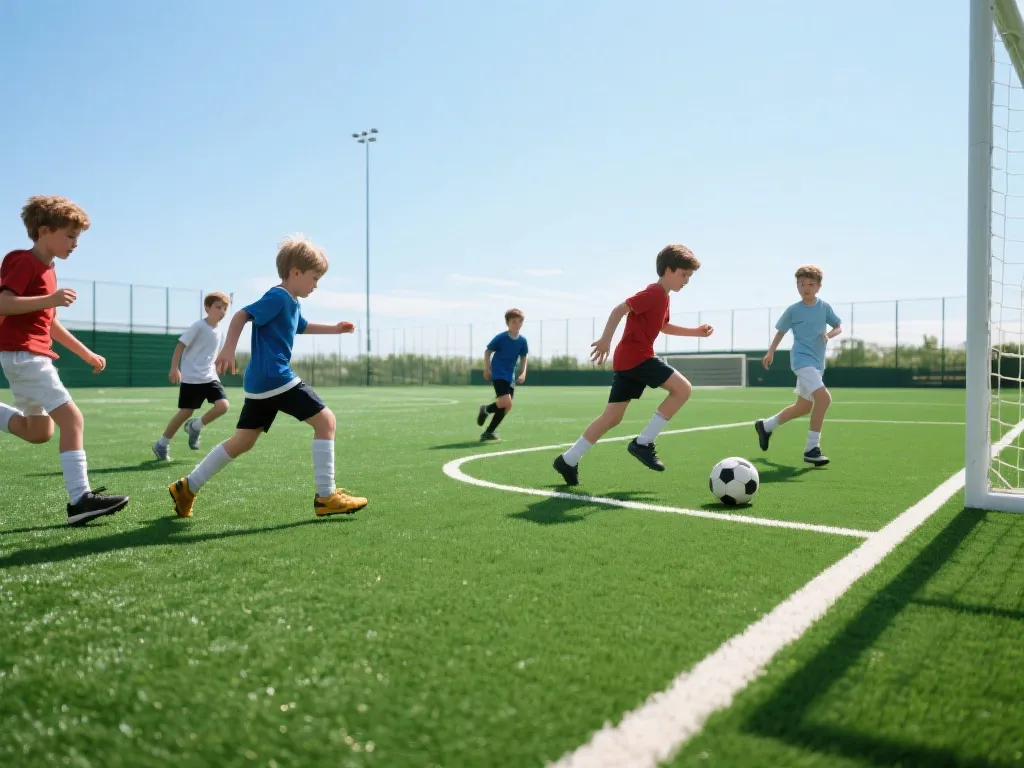 2025年标准外观全地区男孩足球队的训练场景